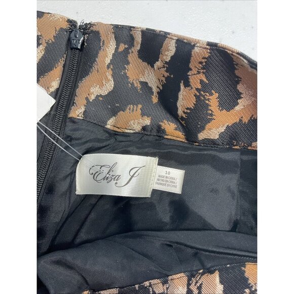 NEW‎ Eliza J Leopard jacquard Pleated full Skirt Size 10 formal festive party - Picture 3 of 13